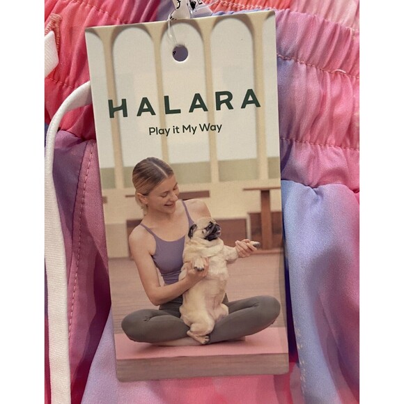 NWT Halara  Drawstring Contrast Mesh 2-in-1 Shorts S 3" Color Print Golden Faith - Picture 11 of 11